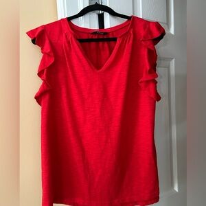 DOKOTOO Red Ruffled Sleeve Top